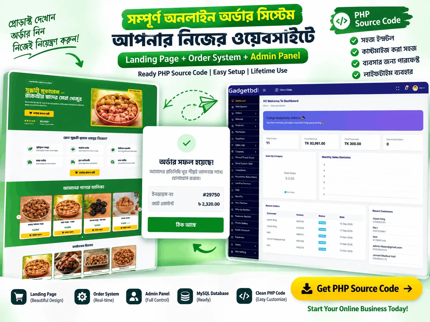 Food langing page php Website - Website Design Template